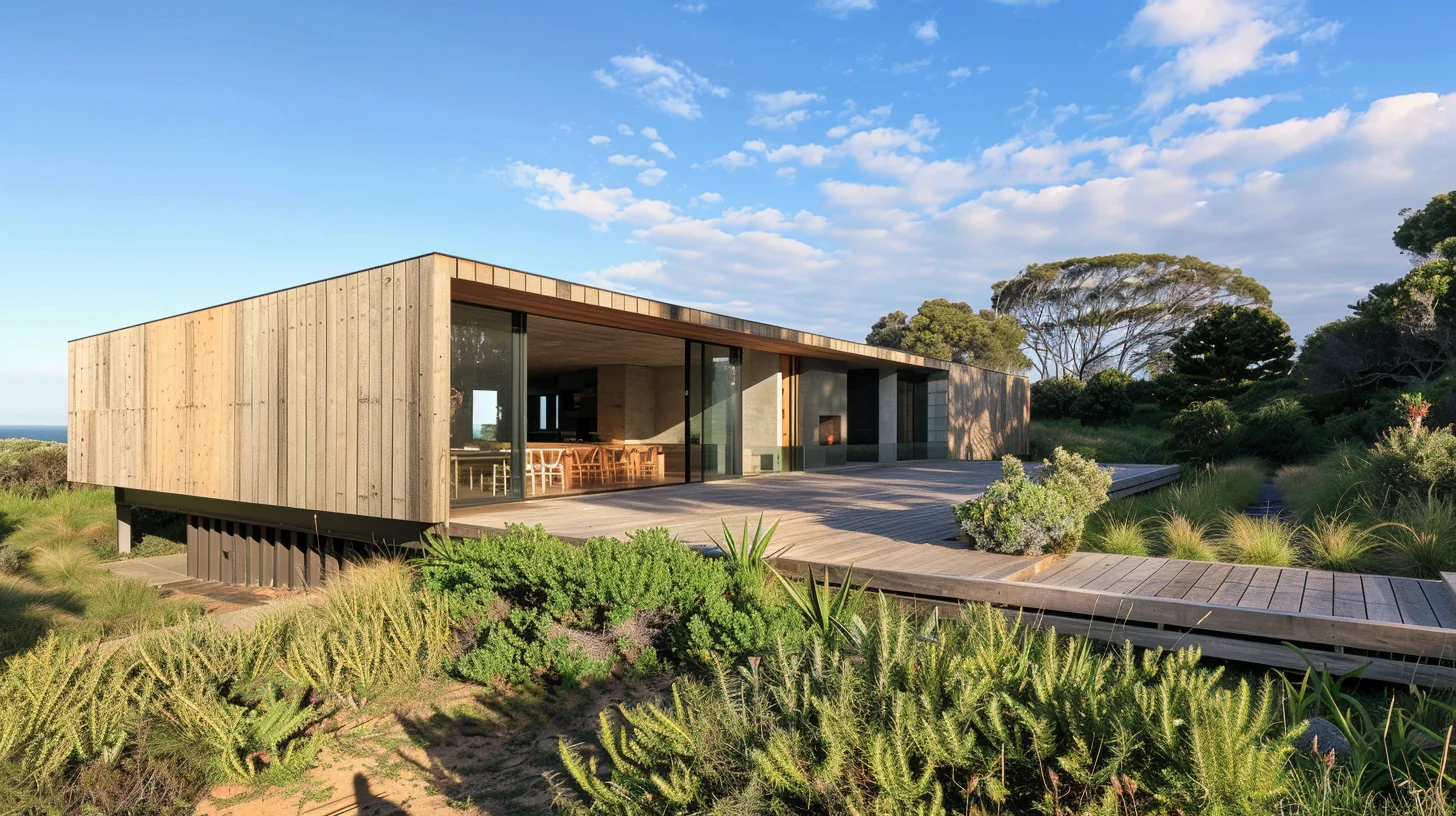 Architecture and landscape, building dissolving into Queensland subtropical site